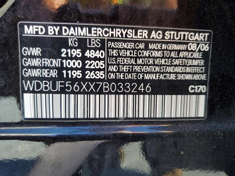 WDBUF56XX7B033246 2007 MERCEDES-BENZ E photo no. 12