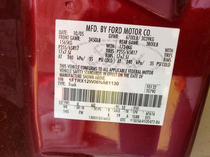 1FTRX12W06NA61130 2006 FORD F150 photo no. 12
