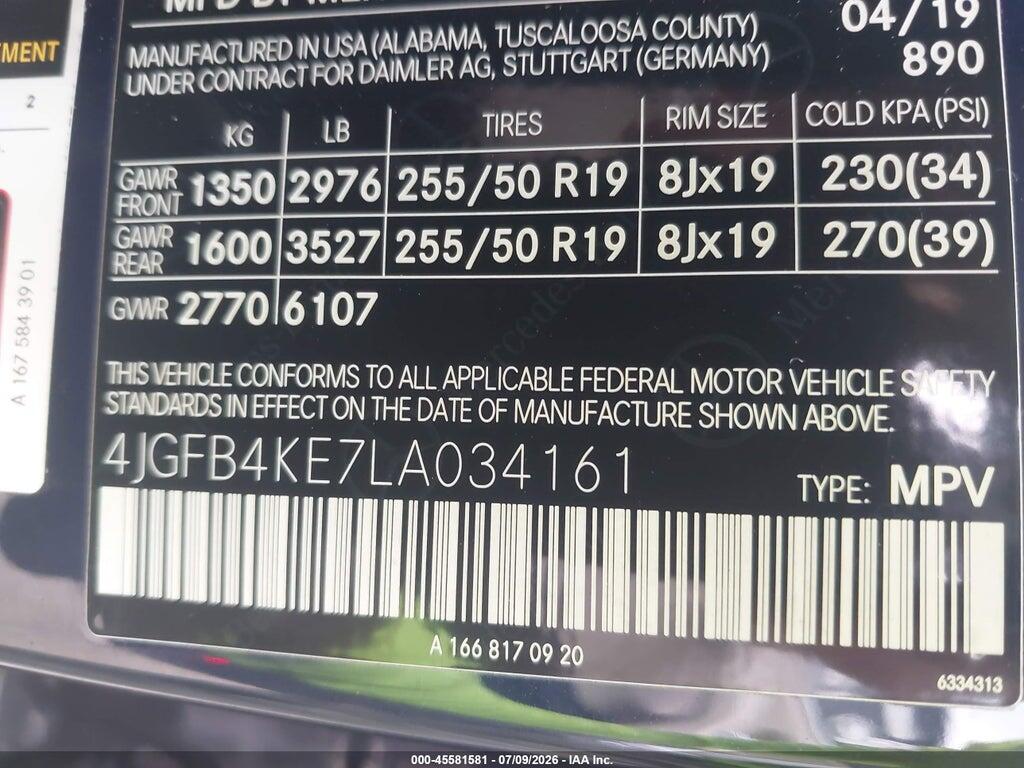 4JGFB4KE7LA034161 2020 MERCEDES-BENZ GLE 350 photo no. 9