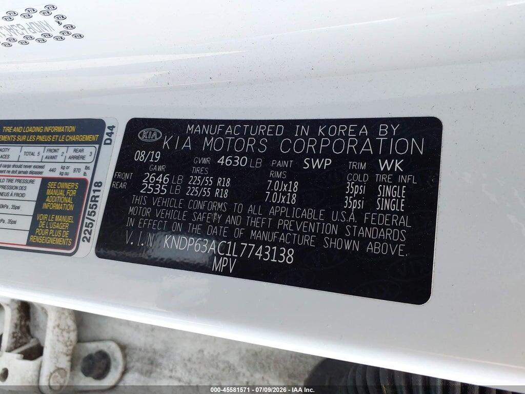 KNDP63AC1L7743138 2020 KIA SPORTAGE photo no. 9
