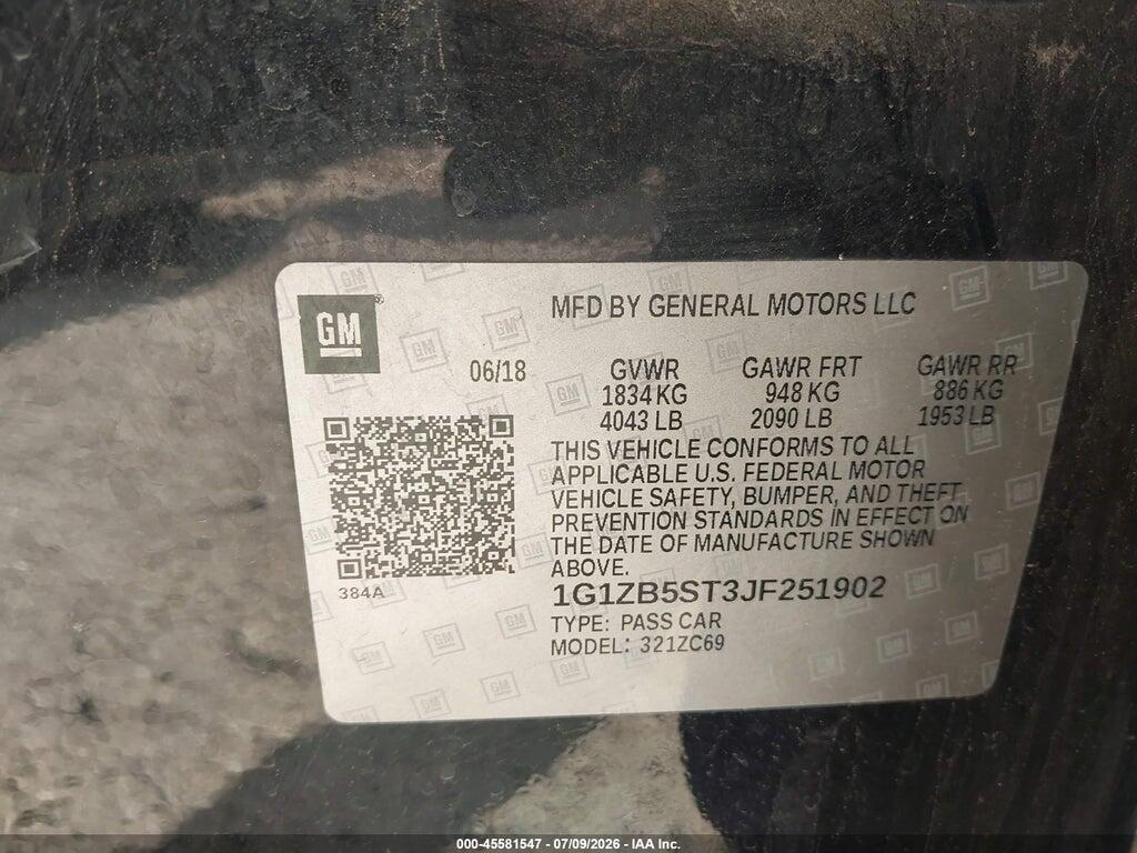 1G1ZB5ST3JF251902 2018 CHEVROLET MALIBU photo no. 9