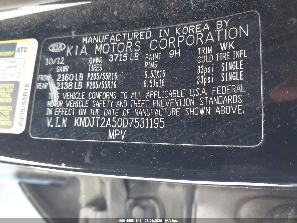 KNDJT2A50D7531195 2013 KIA SOUL photo no. 9