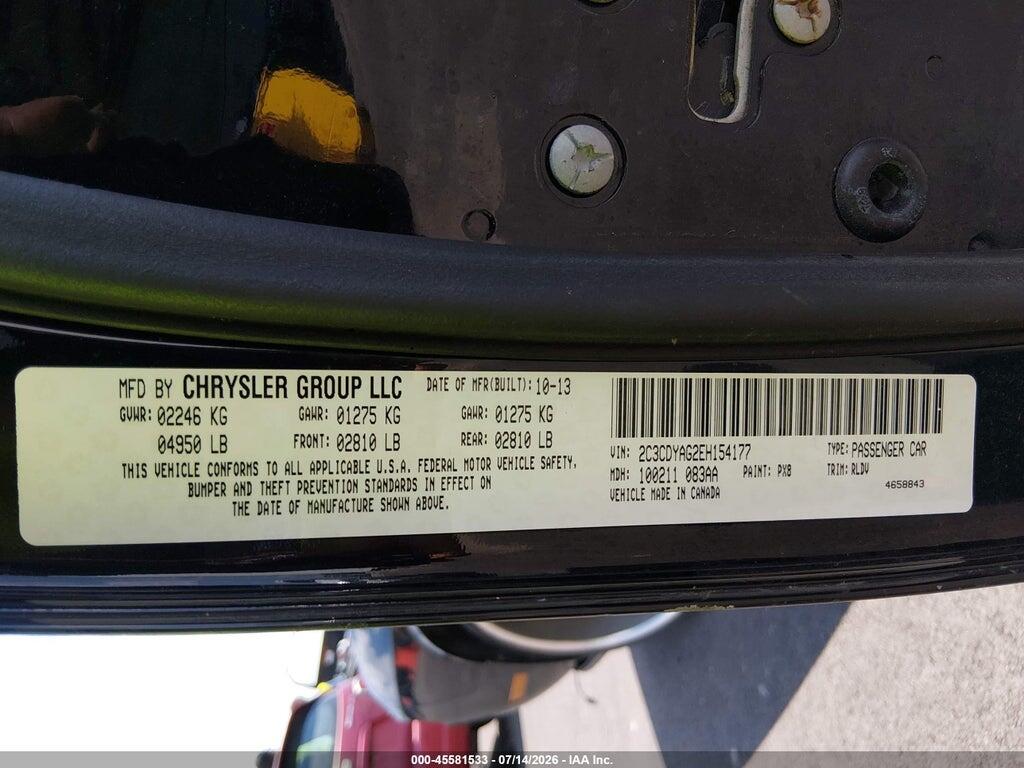 2C3CDYAG2EH154177 2014 DODGE CHALLENGER photo no. 9