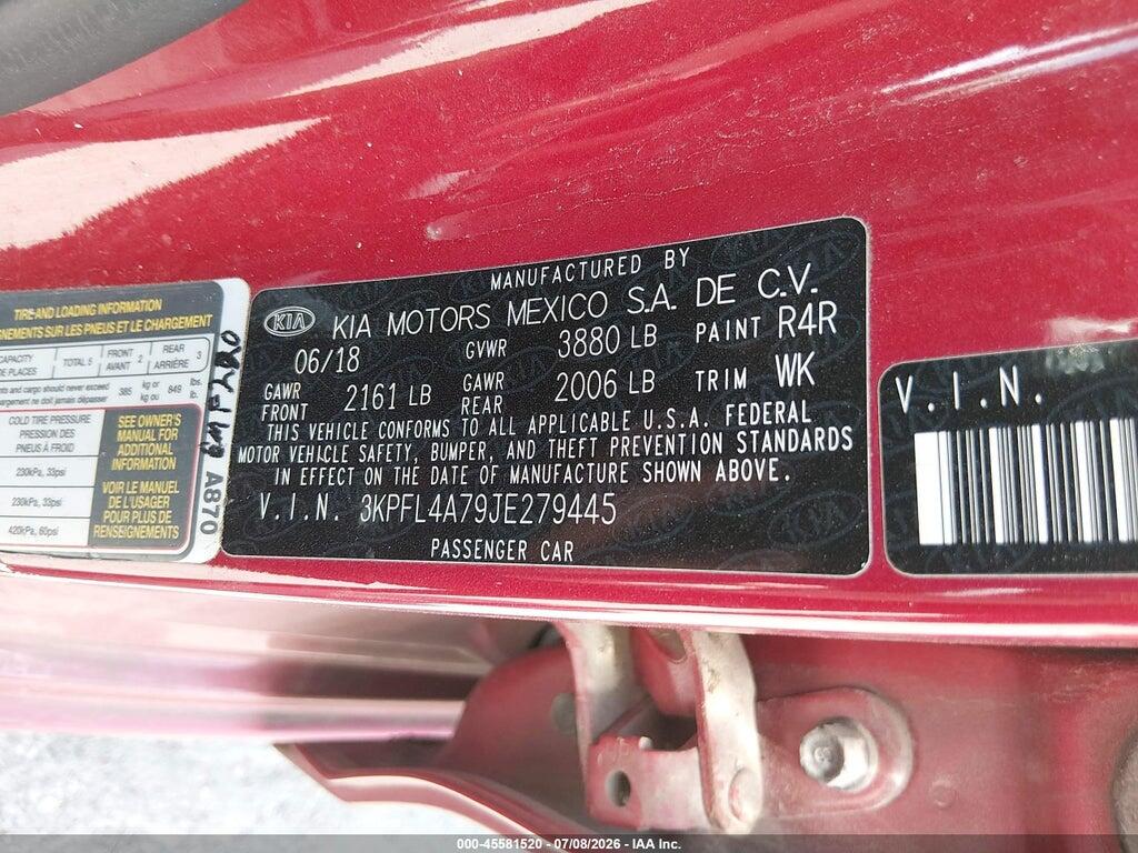 3KPFL4A79JE279445 2018 KIA FORTE photo no. 9