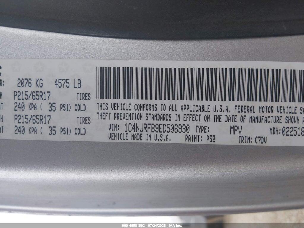 1C4NJRFB9ED506930 2014 JEEP PATRIOT photo no. 9