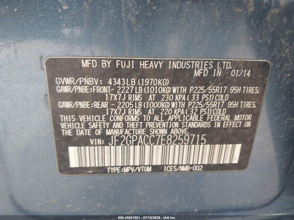 JF2GPACC7E8259715 2014 SUBARU XV CROSSTREK photo no. 9