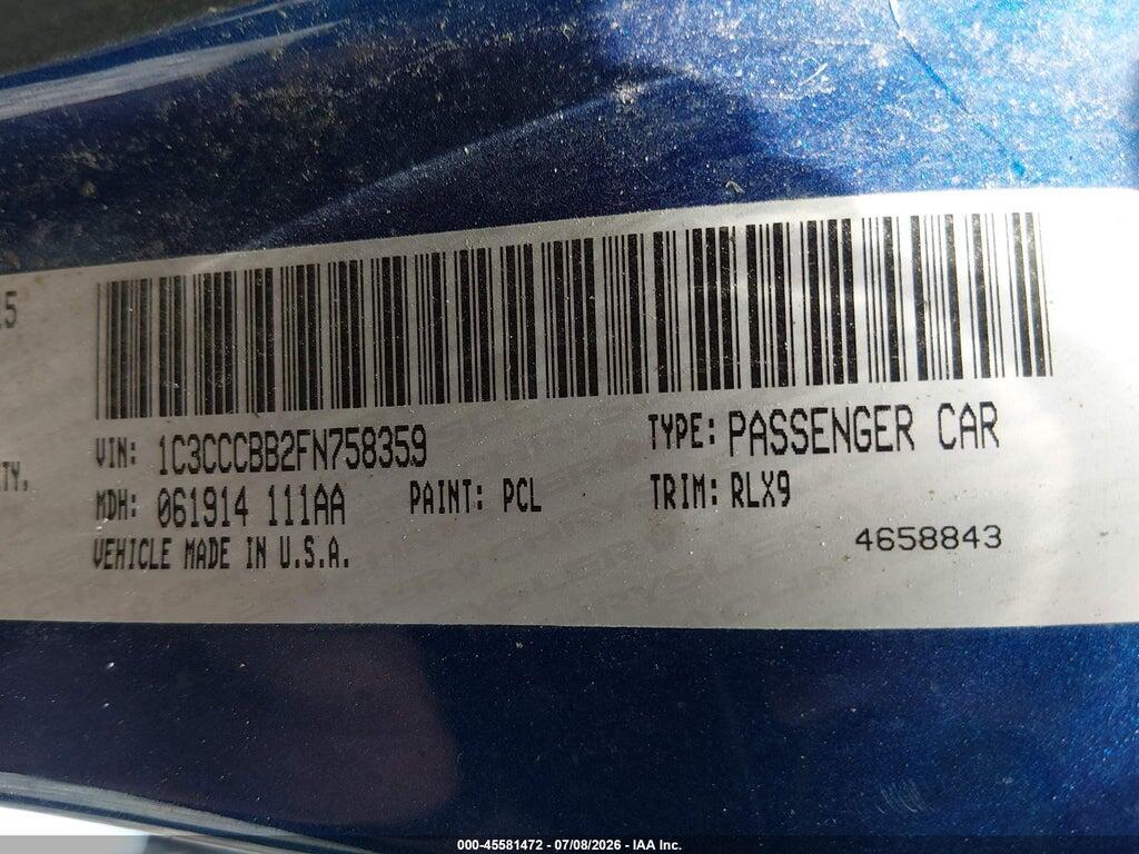 1C3CCCBB2FN758359 2015 CHRYSLER 200 photo no. 9