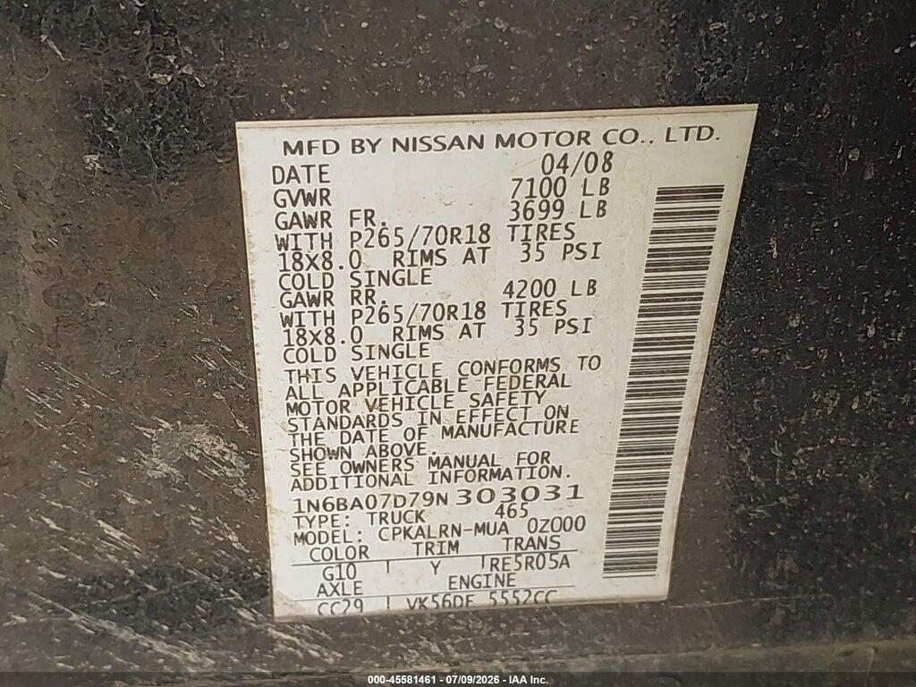 1N6BA07D79N303031 2009 NISSAN TITAN photo no. 9