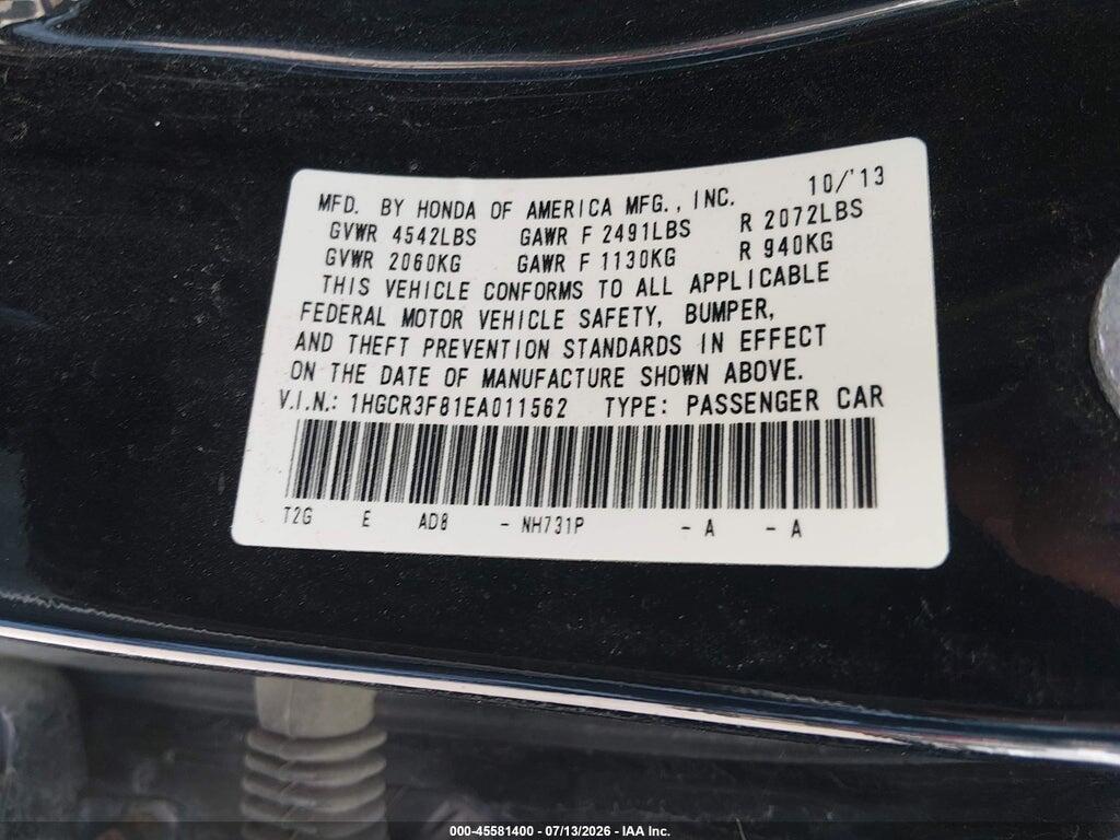 1HGCR3F81EA011562 2014 HONDA ACCORD photo no. 9