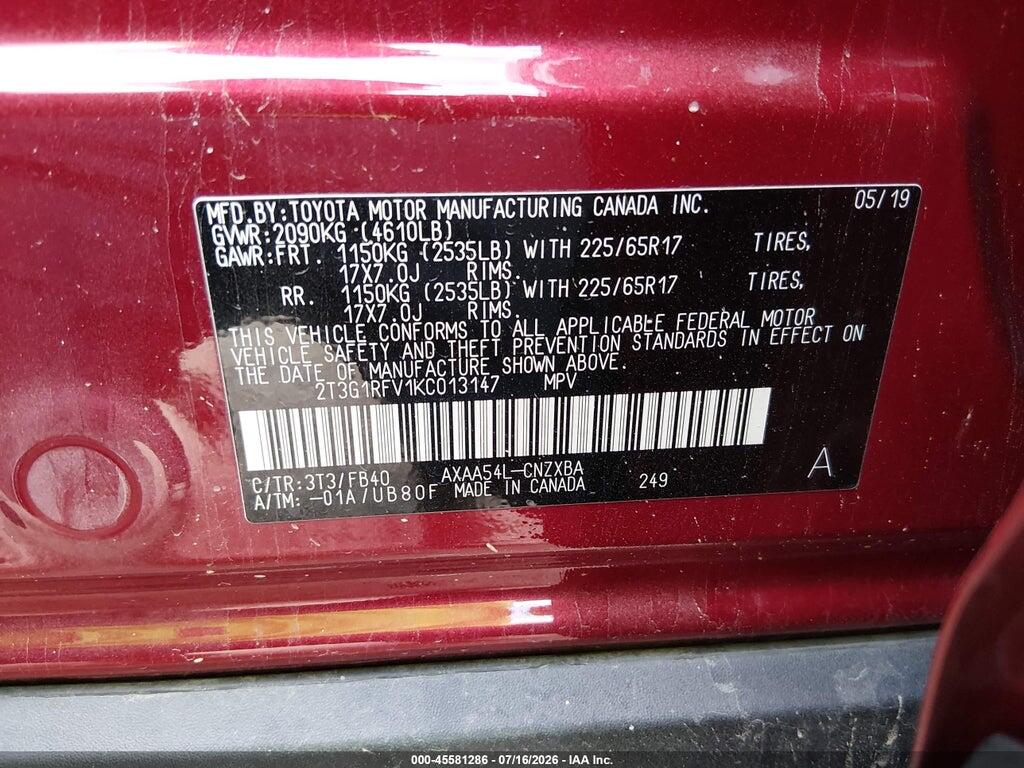 2T3G1RFV1KC013147 2019 TOYOTA RAV4 photo no. 9