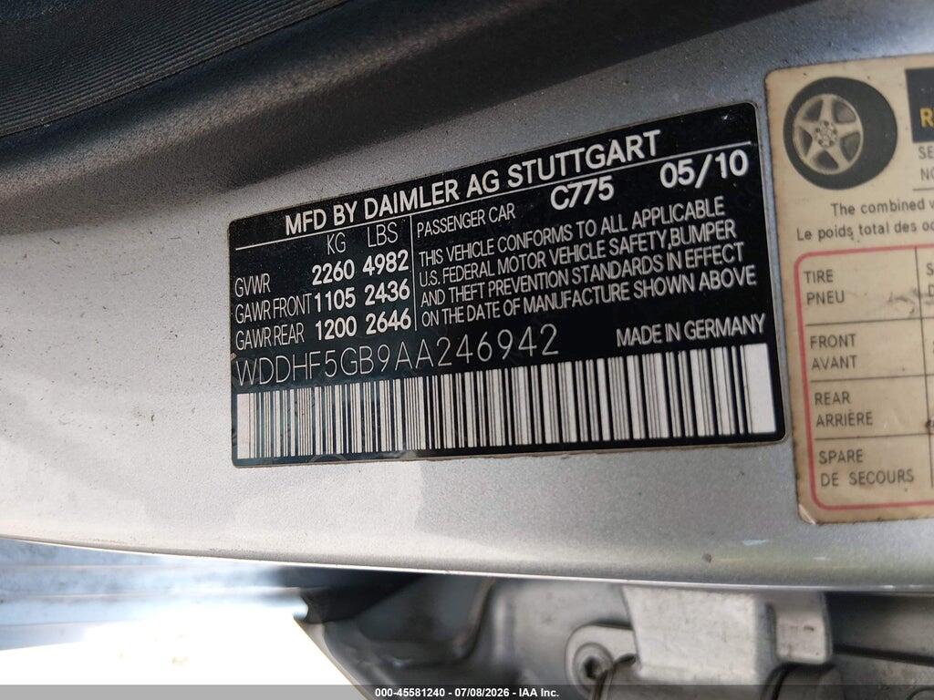 WDDHF5GB9AA246942 2010 MERCEDES-BENZ E 350 photo no. 9