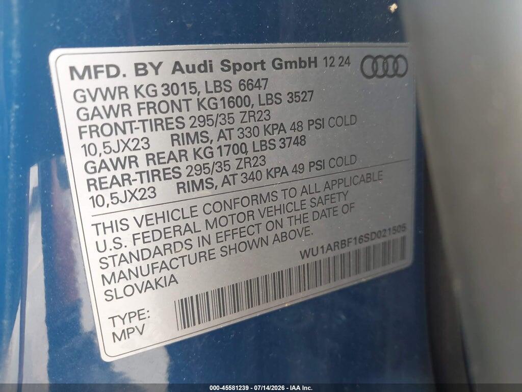 WU1ARBF16SD021505 2025 AUDI RS Q8 photo no. 9