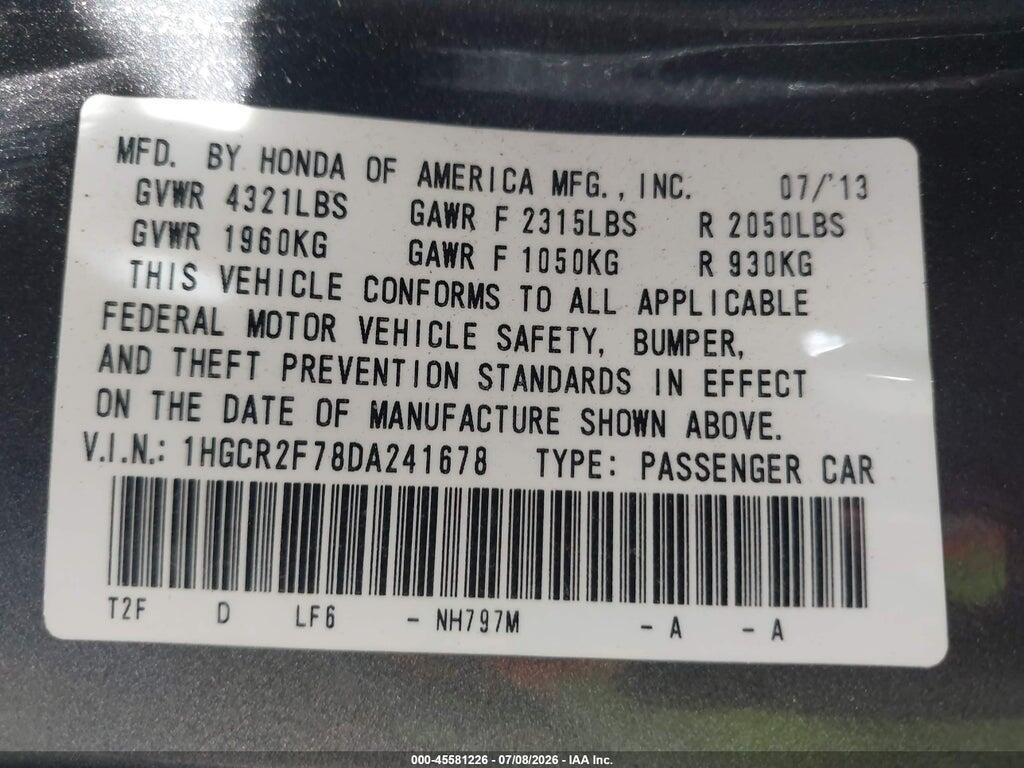 1HGCR2F78DA241678 2013 HONDA ACCORD photo no. 9