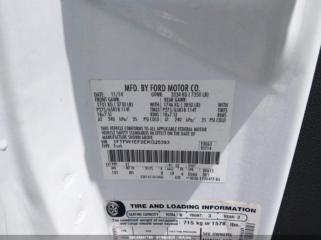 1FTFW1EF2EKG25393 2014 FORD F-150 photo no. 9