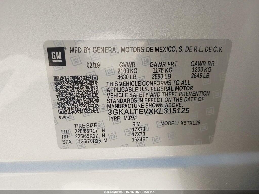 3GKALTEVXKL315125 2019 GMC TERRAIN photo no. 9