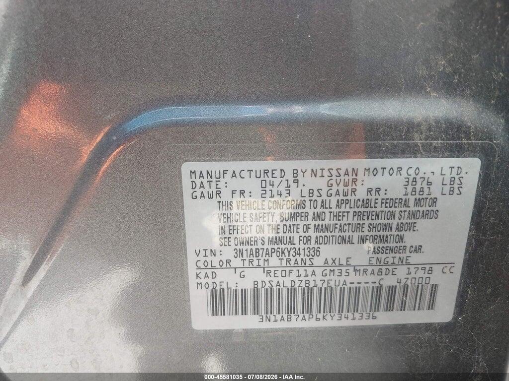 3N1AB7AP6KY341336 2019 NISSAN SENTRA photo no. 9