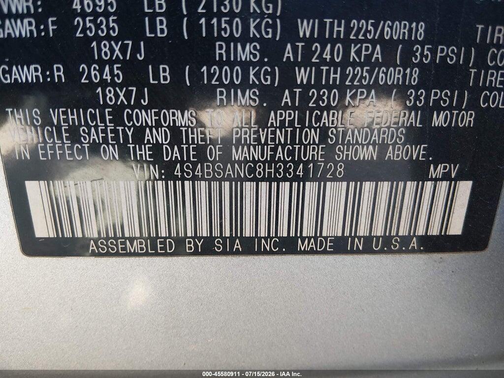 4S4BSANC8H3341728 2017 SUBARU OUTBACK photo no. 9