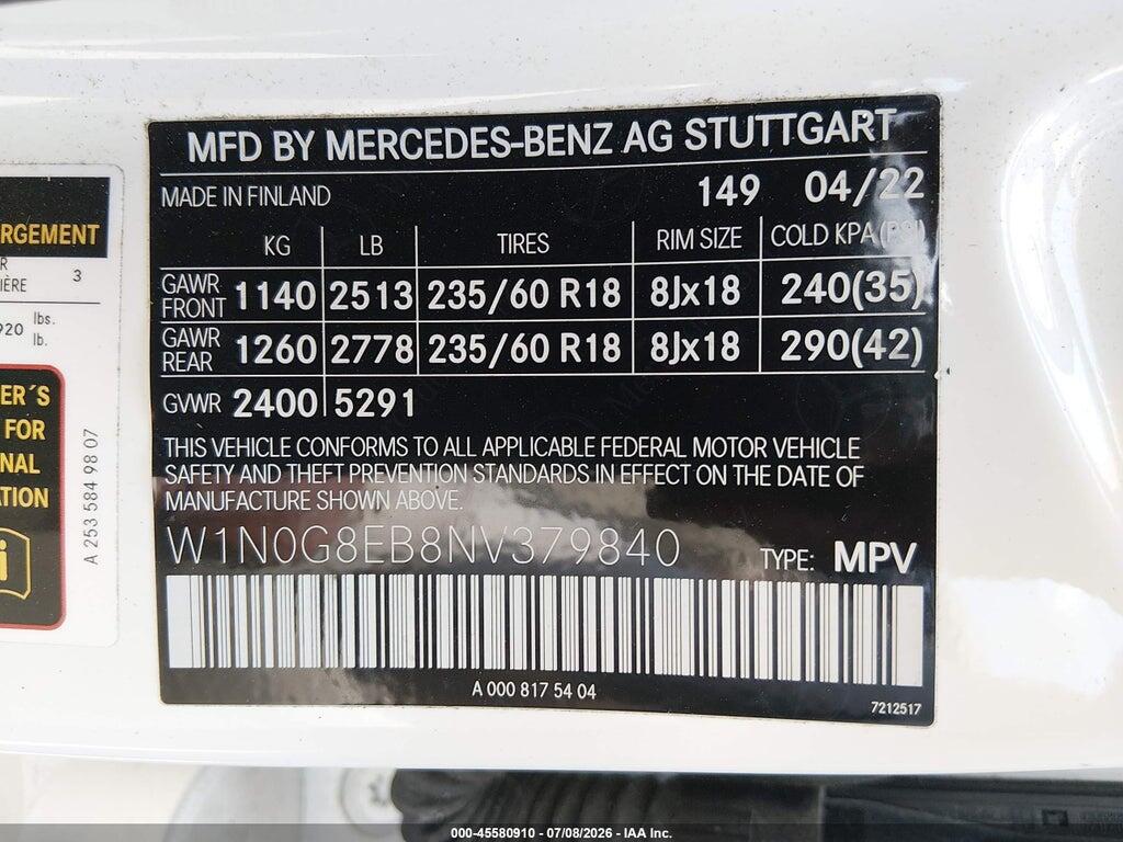 W1N0G8EB8NV379840 2022 MERCEDES-BENZ GLC 300 photo no. 9