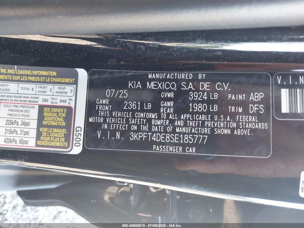 3KPFT4DE8SE185777 2025 KIA K4 photo no. 9