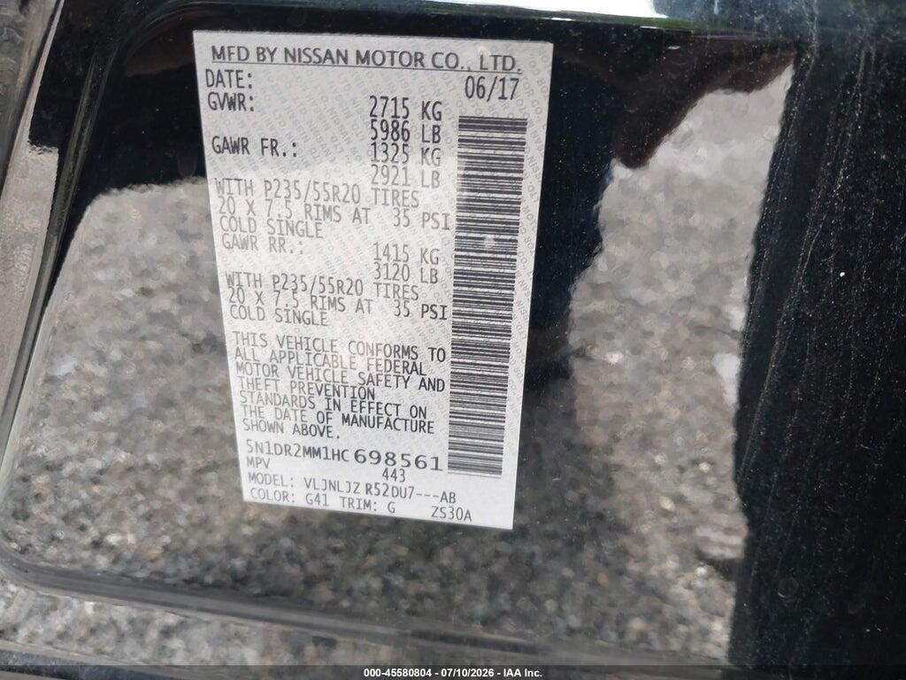 5N1DR2MM1HC698561 2017 NISSAN PATHFINDER photo no. 9
