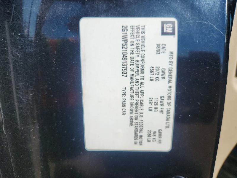 2G1WP521049137937 2004 CHEVROLET IMPALA photo no. 12