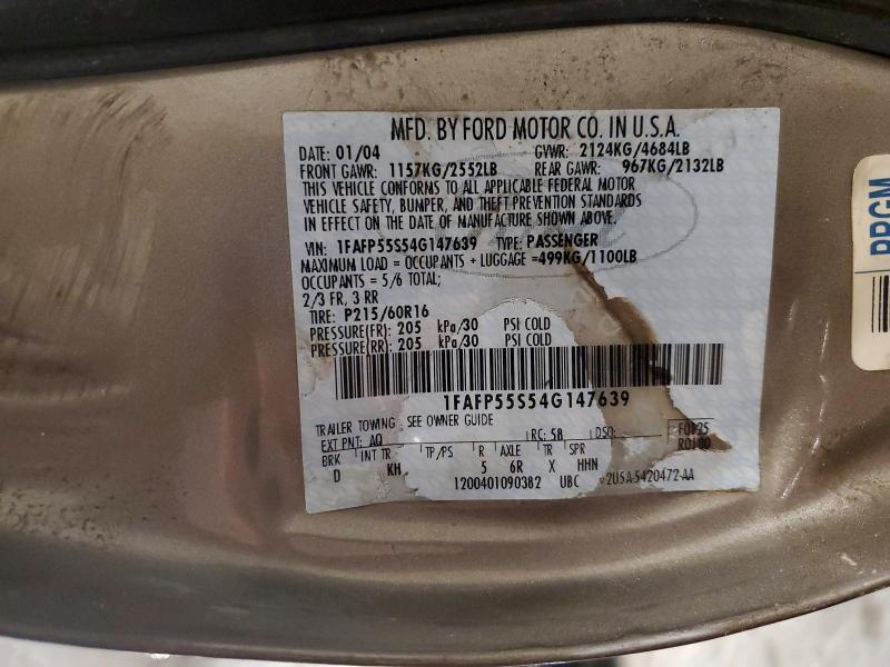 1FAFP55S54G147639 2004 FORD TAURUS photo no. 12