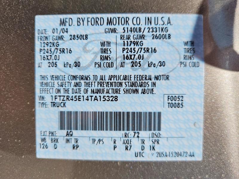 1FTZR45E14TA15328 2004 FORD RANGER photo no. 12