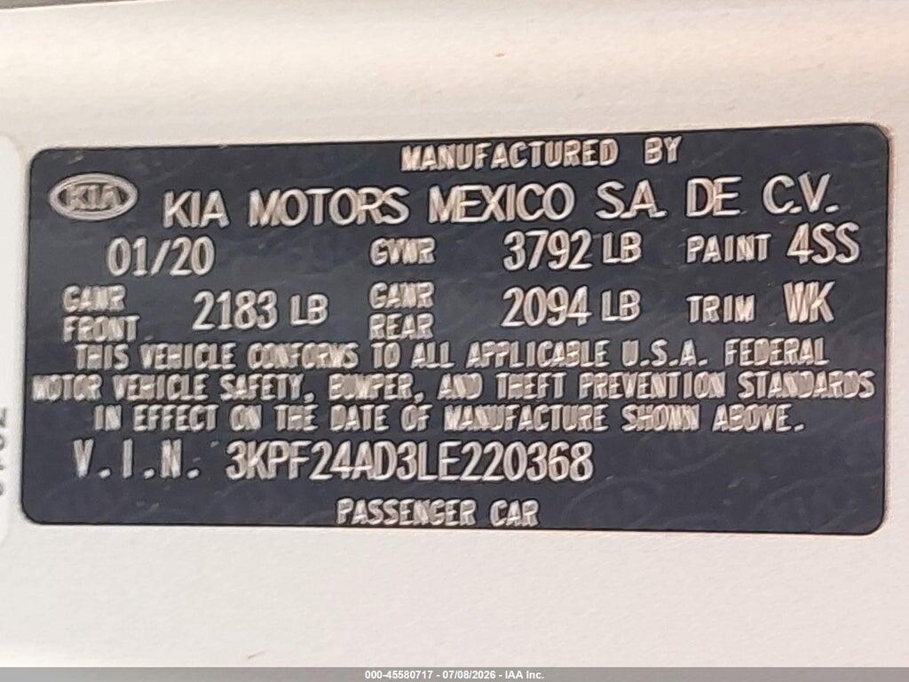 3KPF24AD3LE220368 2020 KIA FORTE photo no. 9