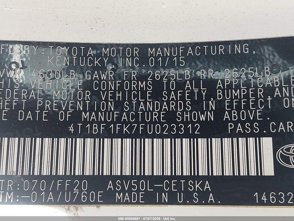 4T1BF1FK7FU023312 2015 TOYOTA CAMRY photo no. 9