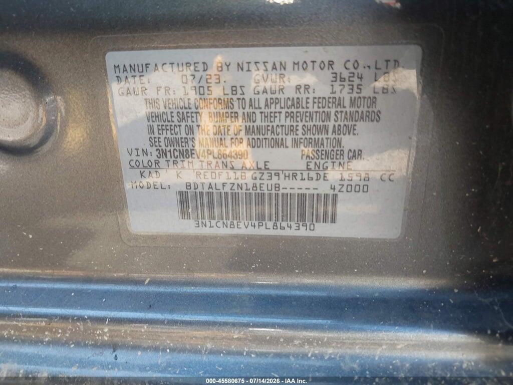 3N1CN8EV4PL864390 2023 NISSAN VERSA photo no. 9