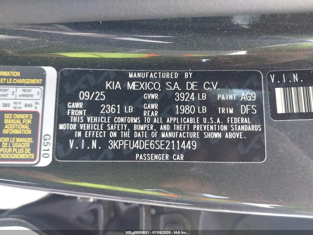 3KPFU4DE6SE211449 2025 KIA K4 photo no. 9