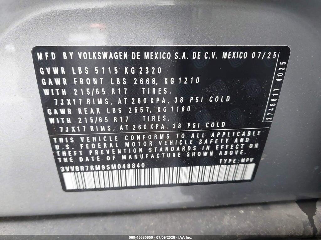 3VVBR7RM9SM048840 2025 VOLKSWAGEN TIGUAN photo no. 9