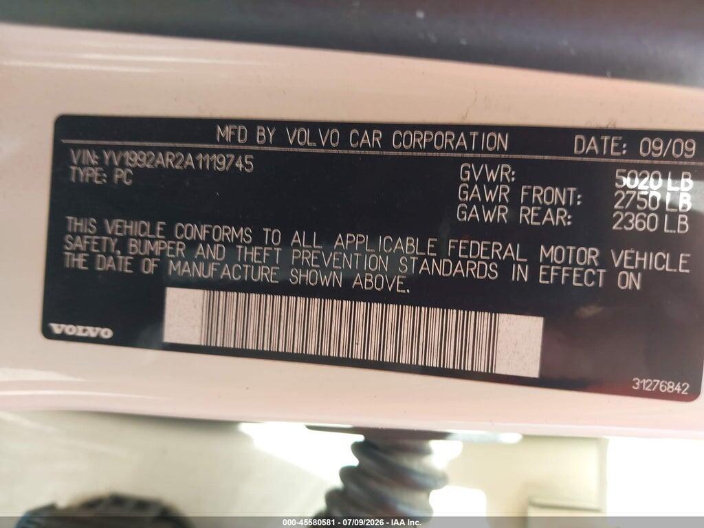 YV1992AR2A1119745 2010 VOLVO S80 photo no. 9