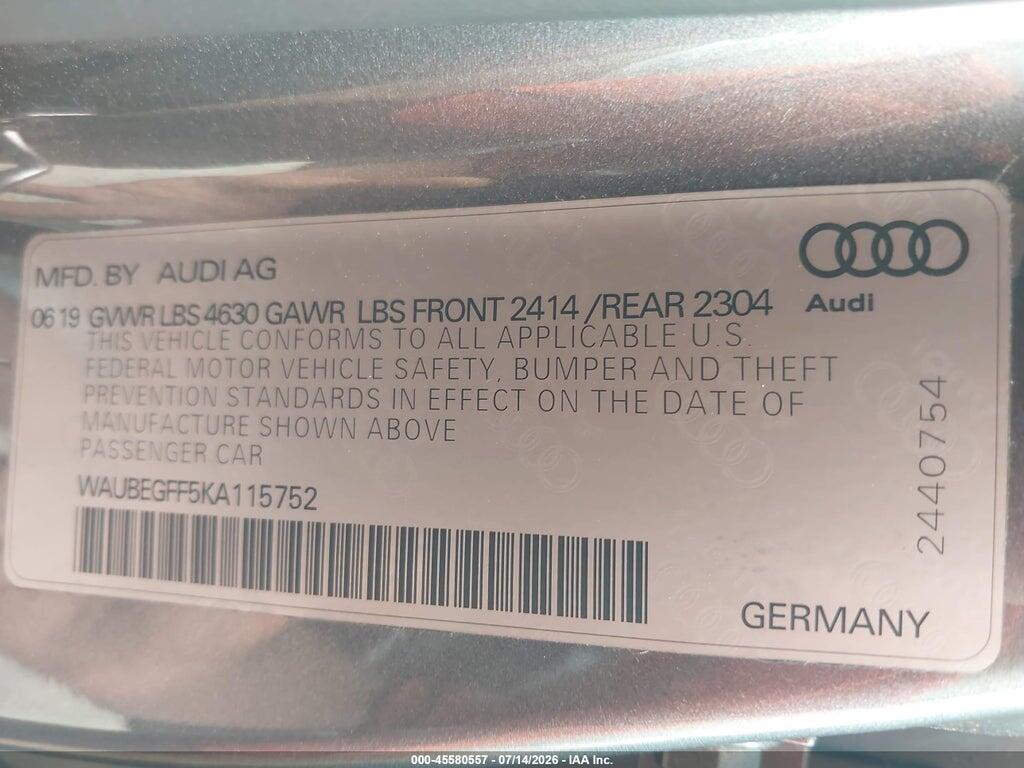 WAUBEGFF5KA115752 2019 AUDI A3 photo no. 9