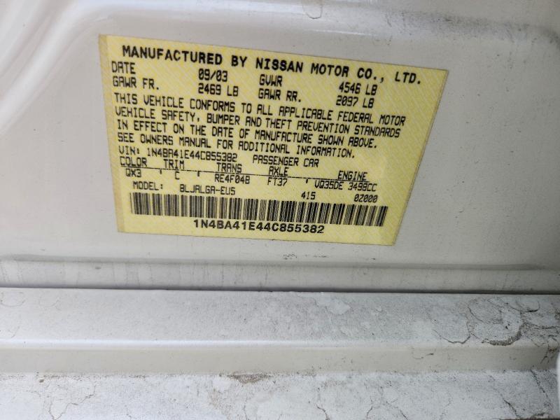 1N4BA41E44C855382 2004 NISSAN MAXIMA photo no. 12