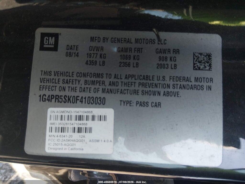 1G4PR5SK0F4103030 2015 BUICK VERANO photo no. 9