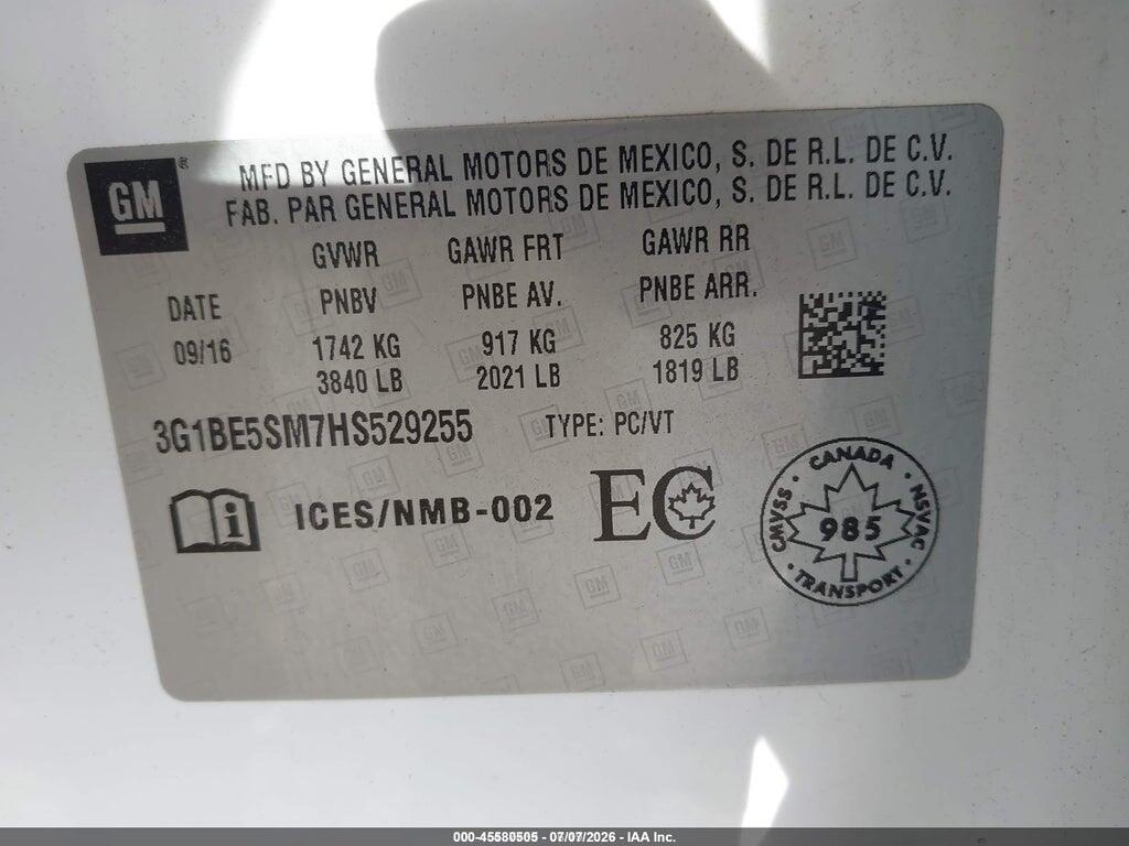 3G1BE5SM7HS529255 2017 CHEVROLET CRUZE photo no. 9