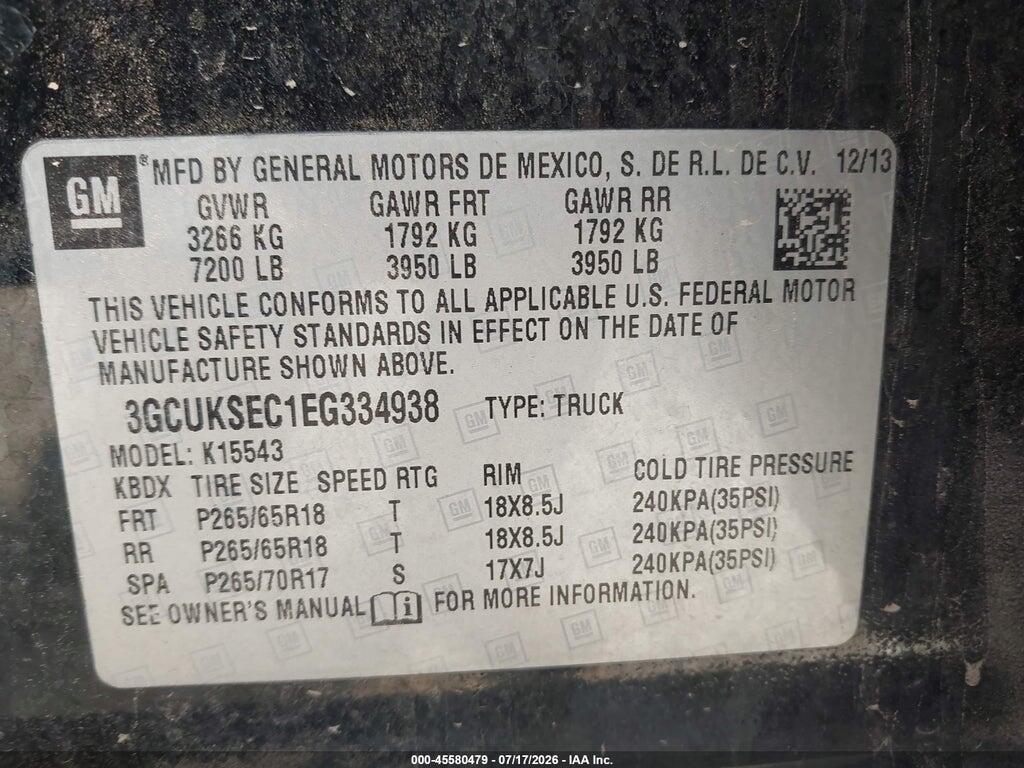 3GCUKSEC1EG334938 2014 CHEVROLET SILVERADO 1500 photo no. 9