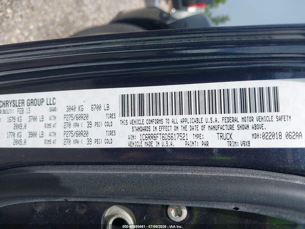 1C6RR6FT6DS617521 2013 RAM 1500 photo no. 9