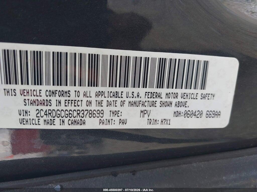 2C4RDGCG6CR378699 2012 DODGE GRAND CARAVAN photo no. 9
