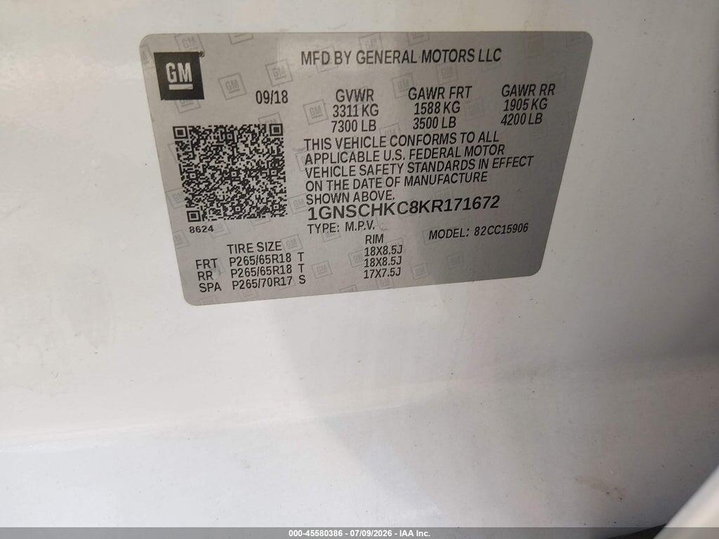 1GNSCHKC8KR171672 2019 CHEVROLET SUBURBAN photo no. 9