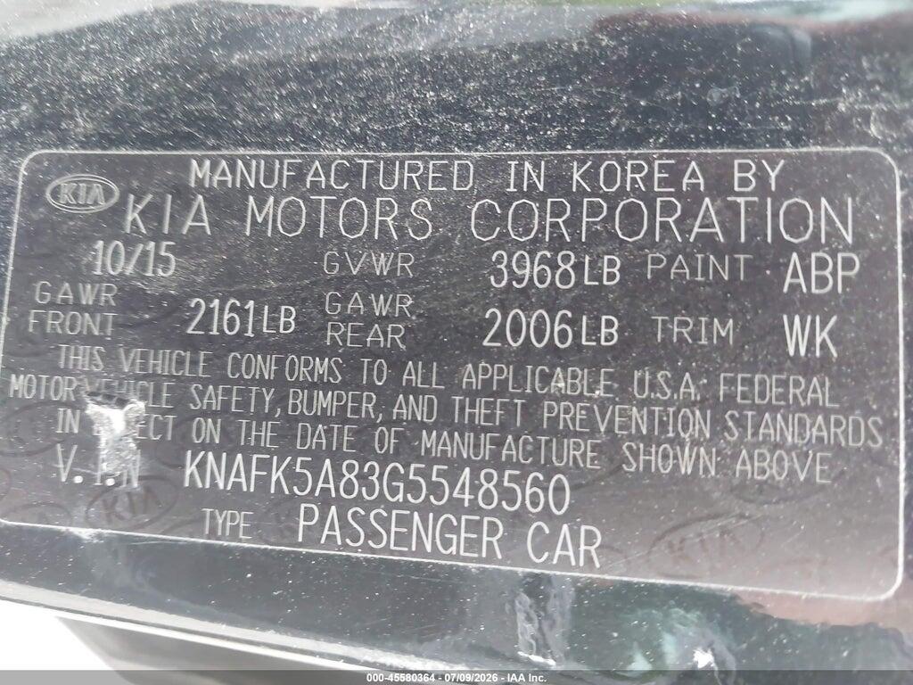 KNAFK5A83G5548560 2016 KIA FORTE photo no. 9