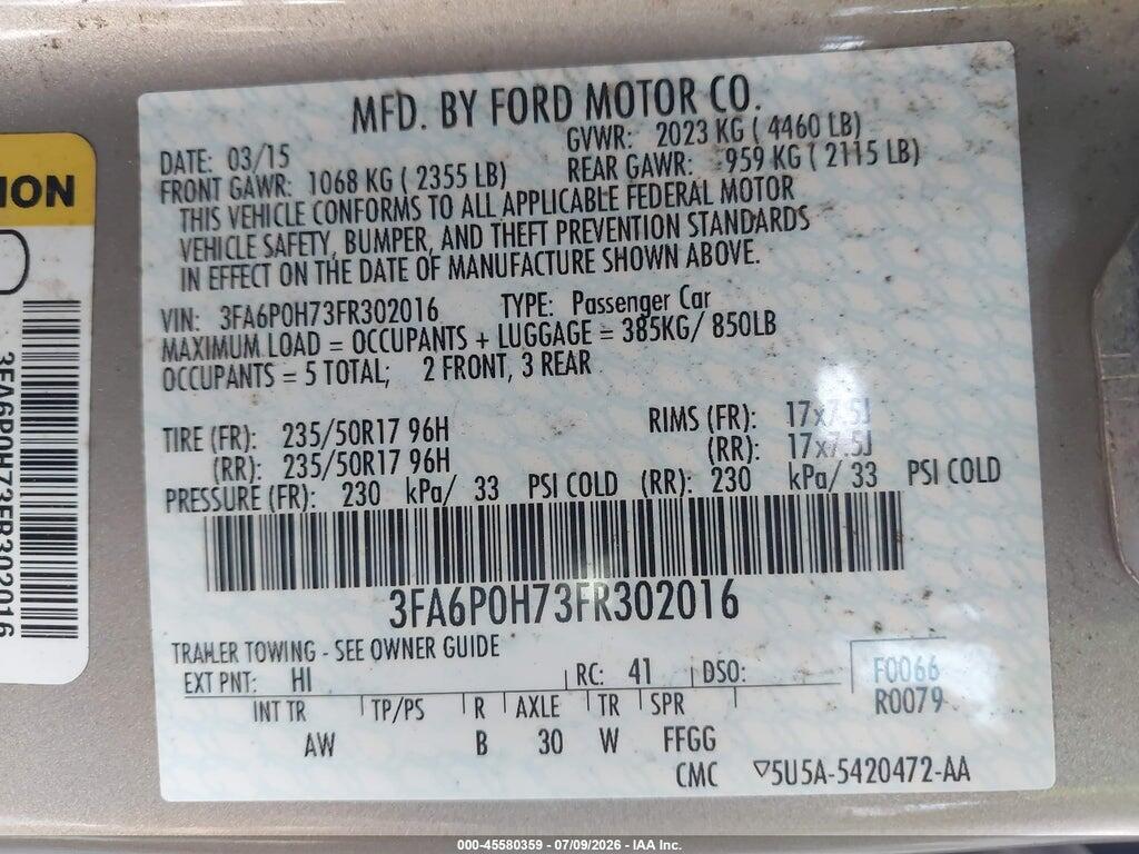 3FA6P0H73FR302016 2015 FORD FUSION photo no. 9