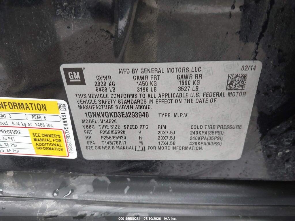 1GNKVGKD3EJ293940 2014 CHEVROLET TRAVERSE photo no. 9