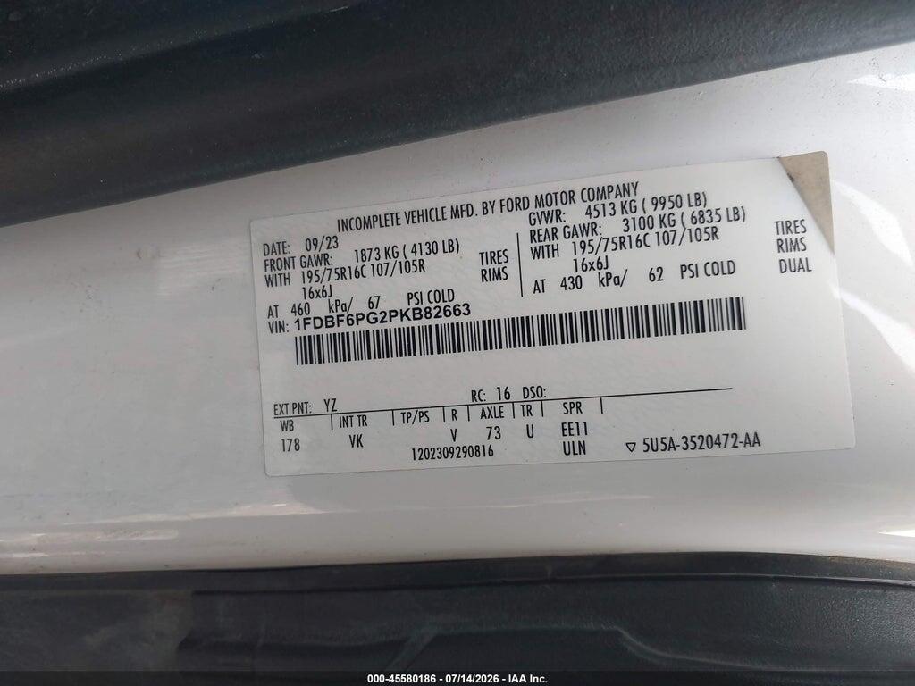 1FDBF6PG2PKB82663 2023 FORD TRANSIT-350 CUTAWAY photo no. 9