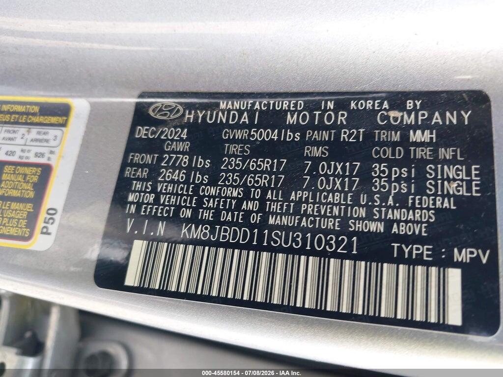 KM8JBDD11SU310321 2025 HYUNDAI TUCSON HYBRID photo no. 9