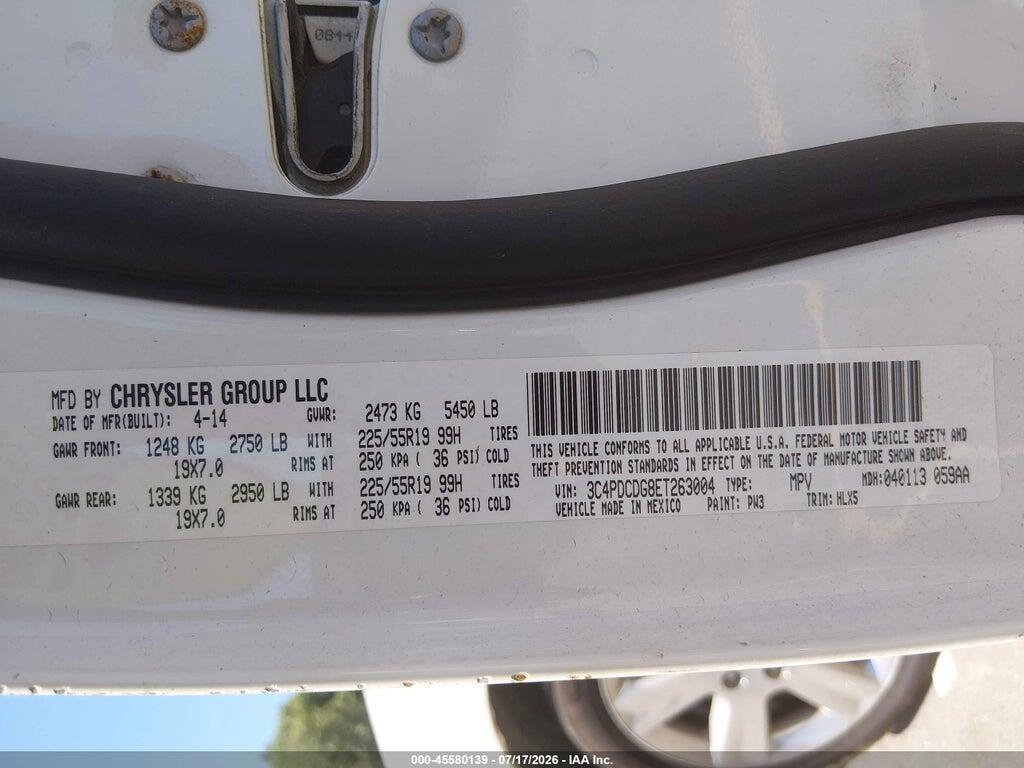 3C4PDCDG8ET263004 2014 DODGE JOURNEY photo no. 9