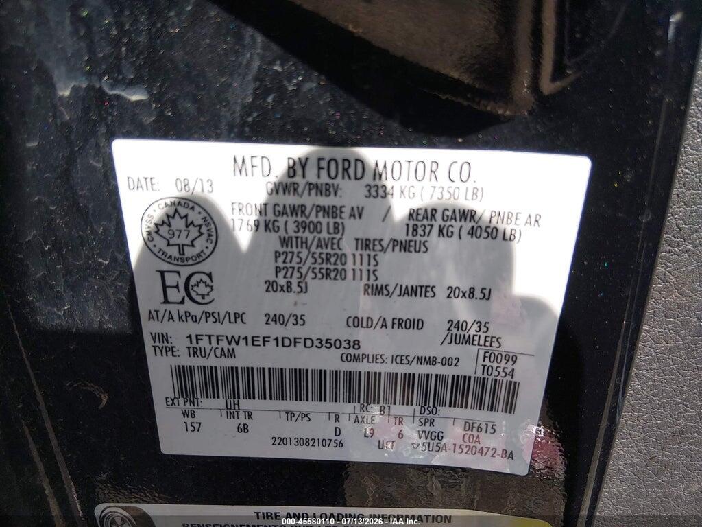 1FTFW1EF1DFD35038 2013 FORD F-150 photo no. 9