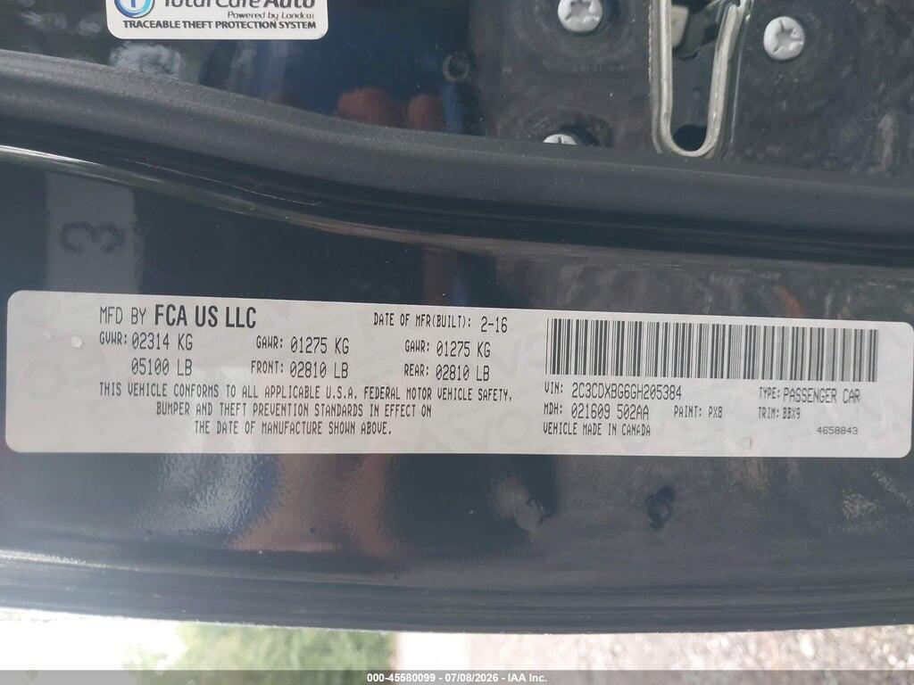 2C3CDXBG6GH205384 2016 DODGE CHARGER photo no. 9