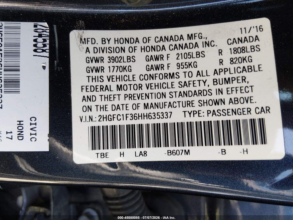 2HGFC1F36HH635337 2017 HONDA CIVIC photo no. 9
